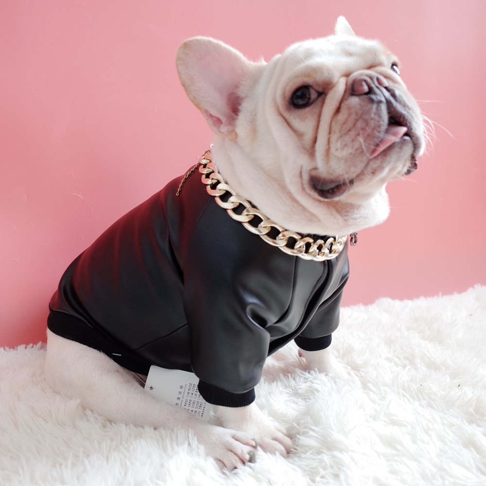 Waterproof Dog Coat Jackets PU Leather Clothes Quitfit For Puppy French Bulldog 