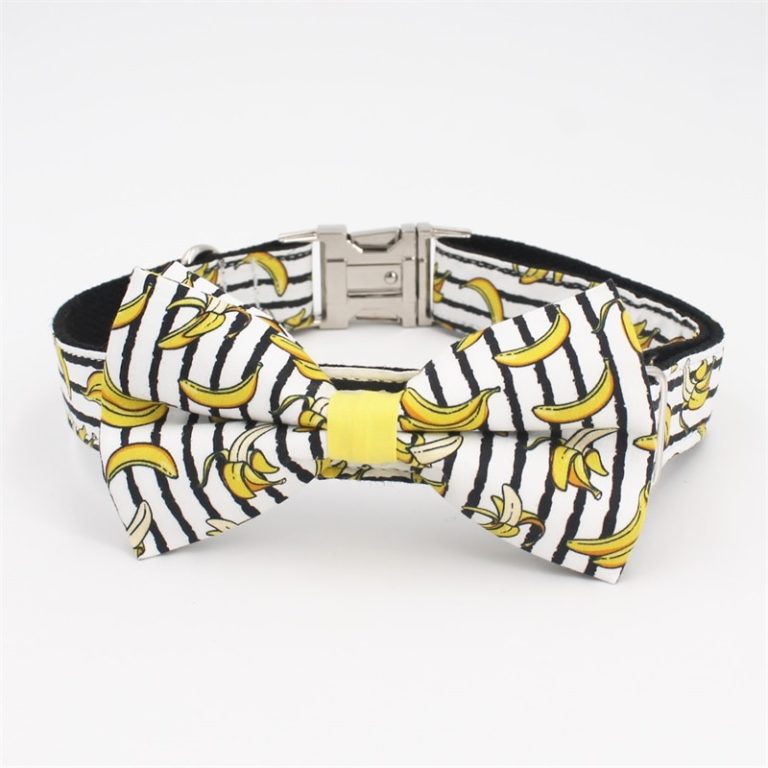 Banana French Bulldog Bow Tie Collar With Matching Leash - Ask Frankie