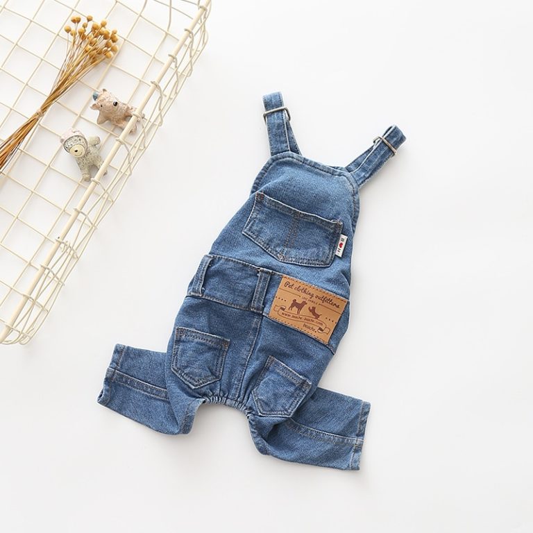 Denim French Bulldog Overalls - Adjustable Fit, Six Different Sizes