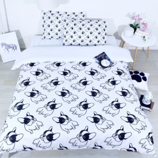 Black Grey and White HowPlum French Bulldog Microfiber Twin Sheet Set Bedding Dogs Puppy Frenchie 