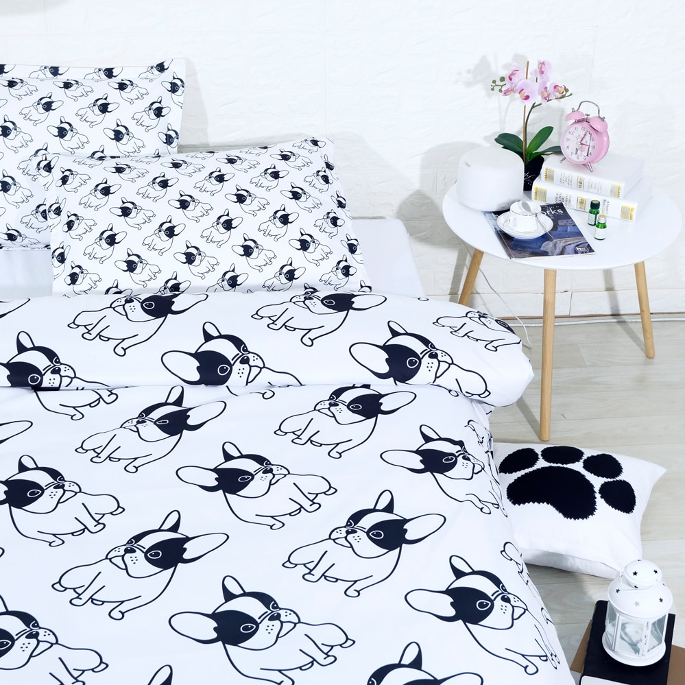 FRENCH BULLDOG DOUBLE DUVET COVER SET BEING NORMAL IS BORING BEDDING NEW 